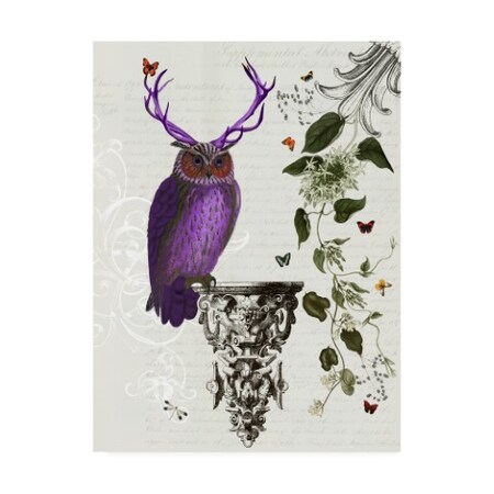 Trademark Fine Art Fab Funky 'Purple Owl With Antlers' Canvas Art, 35x47 WAG12831-C3547GG